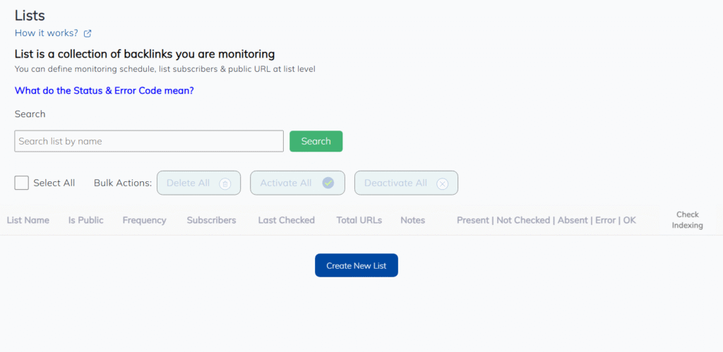 backlink list feature to have your personal backlink database